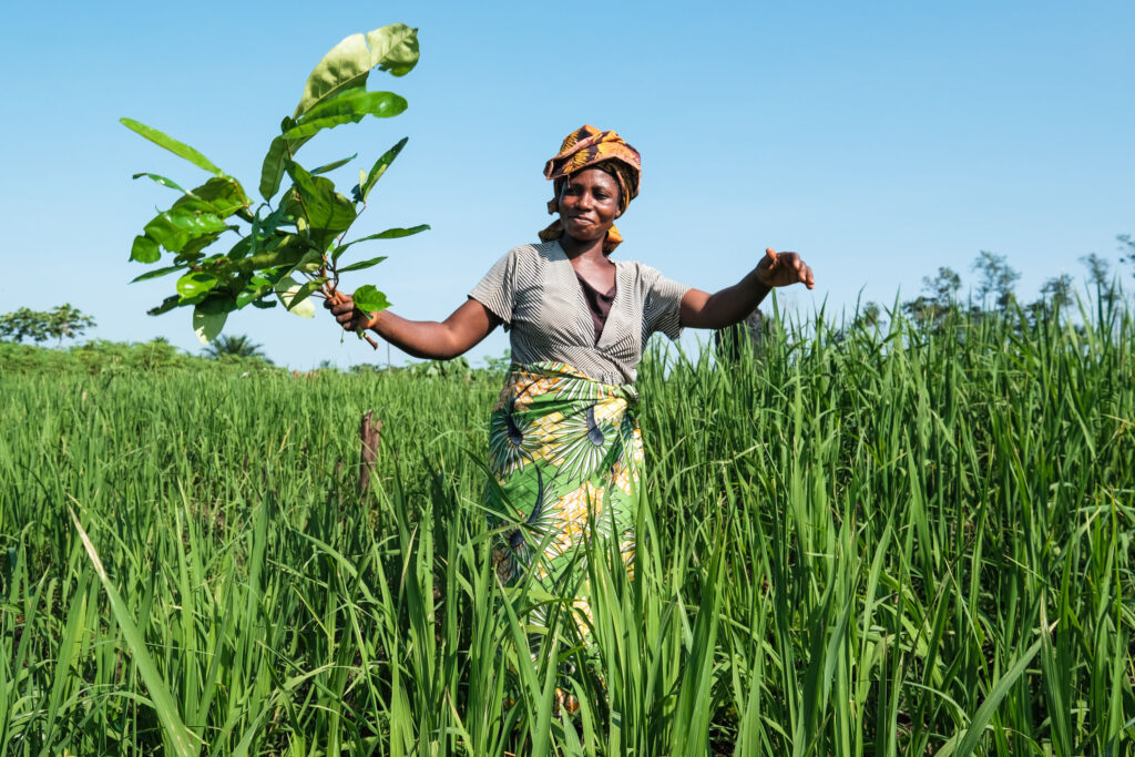 Member of Akilimali Women Association working on the fields