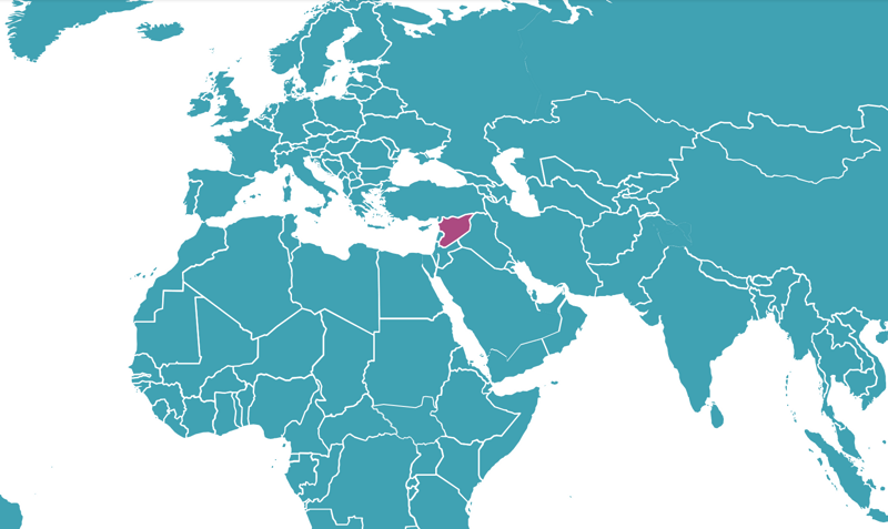 Karta som visar vart vart Syrien ligger.